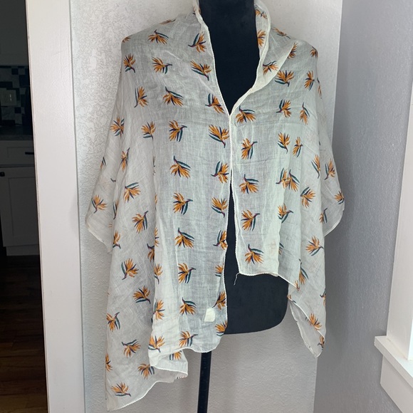 Block + Ink Birds of Paradise sheer white scarf - Picture 3 of 4